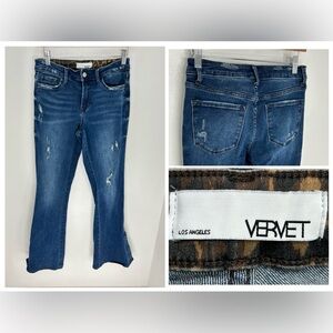 Vervet Flare Jeans Leopard Slit Size 27 VT1230‎ Boho Mobwife Retro 70s 27x30.5